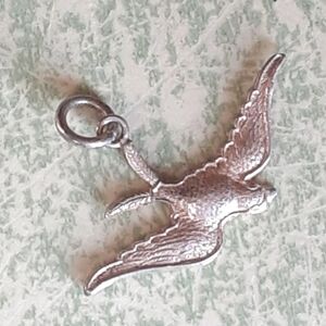 Antique vintage sterling silver bird charm pendant